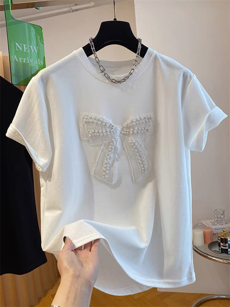   เสื้อยืดแขนสั้นลายปักมุก ผู้ - Embroidery Cotton Shirt บทวิจารณ์และราคา