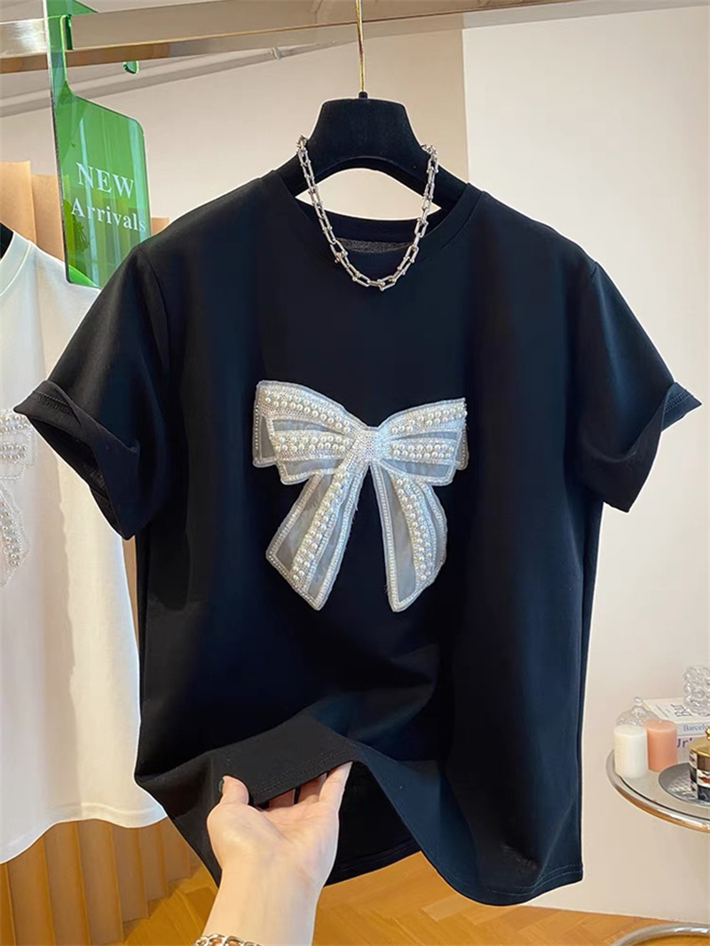   เสื้อยืดแขนสั้นลายปักมุก ผู้ - Embroidery Cotton Shirt บทวิจารณ์และราคา