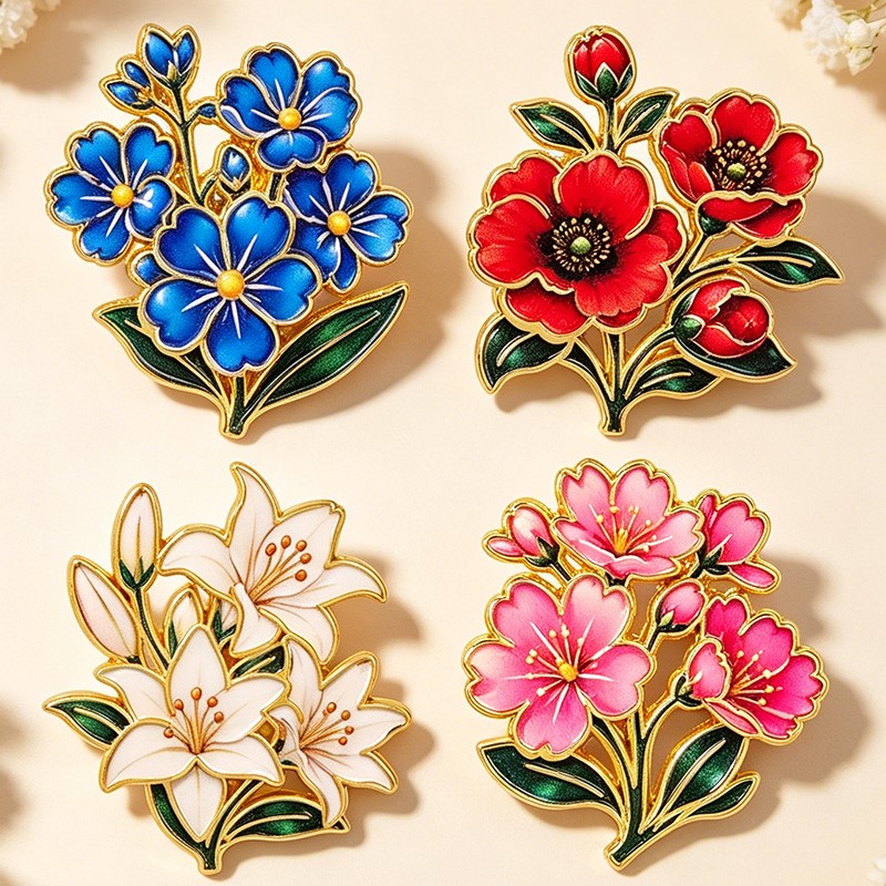 เข็มกลัดเคลือบสีสันสดใสลายดอกไ - Embroidery Textile บทวิจารณ์และราคา