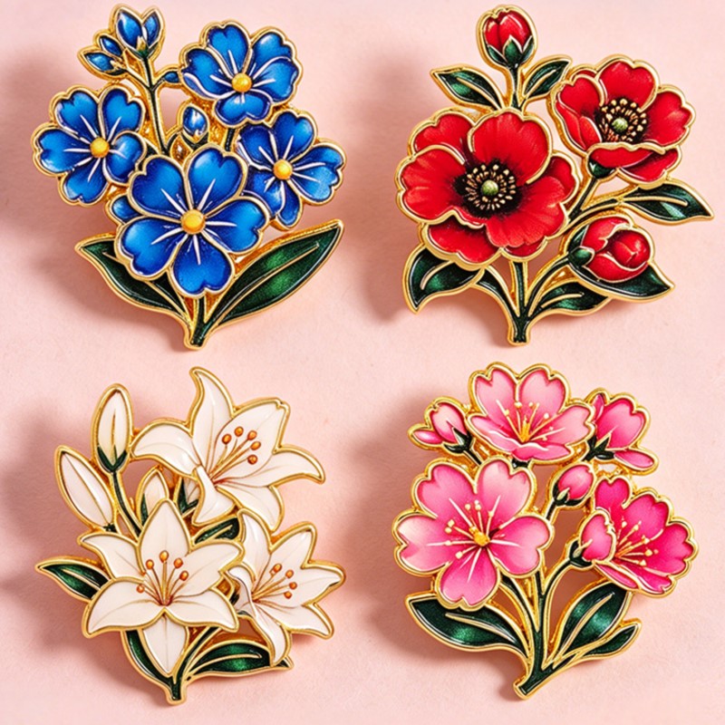 เข็มกลัดเคลือบสีสันสดใสลายดอกไ - Embroidery Textile บทวิจารณ์และราคา