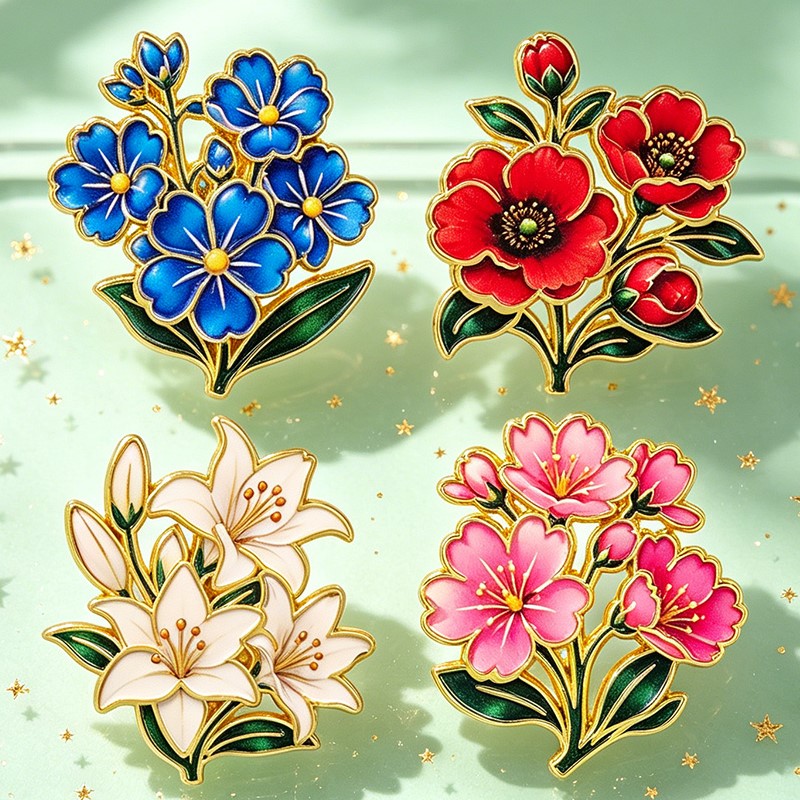 เข็มกลัดเคลือบสีสันสดใสลายดอกไ - Embroidery Textile บทวิจารณ์และราคา