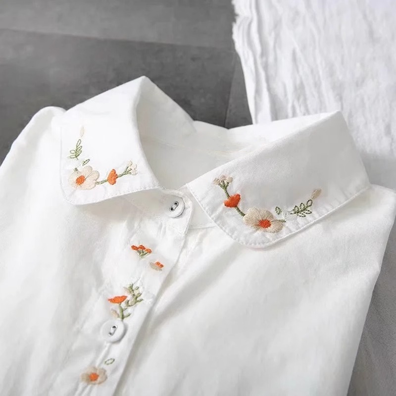 ใหม่ผ้าฝ้ายสีขาวเสื้อผู้หญิงเป - Embroidery Online บทวิจารณ์และราคา