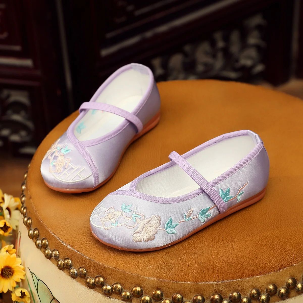 รองเท้าบัลเลต์ปักลายย้อนยุคสำห - Embroidery Rose บทวิจารณ์และราคา