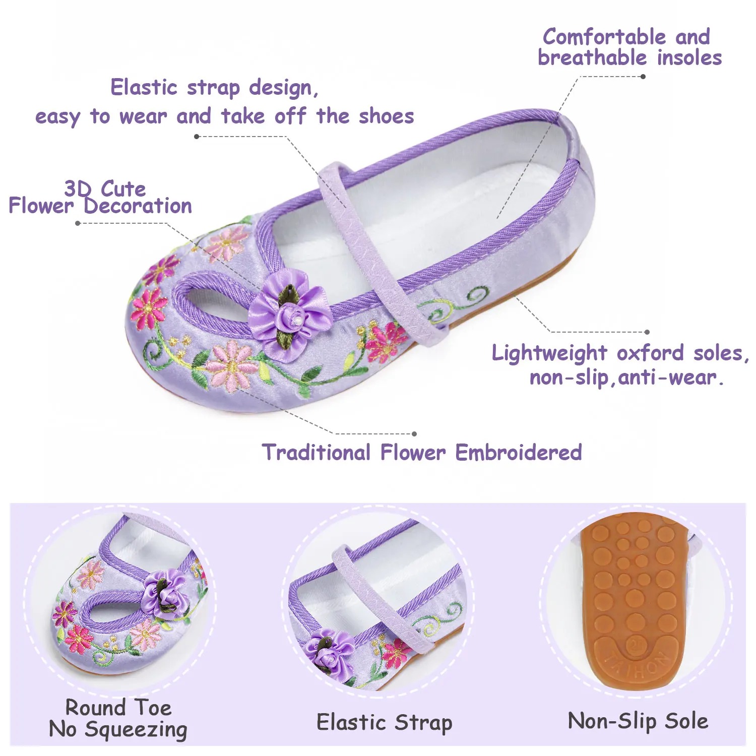 รองเท้าบัลเลต์ปักลายย้อนยุคสำห - Embroidery Rose บทวิจารณ์และราคา