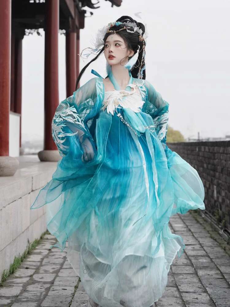 ใหม่นกยูง Hanfu สตรีแฟชั่นอุตส - Embroidery Cotton Shirt บทวิจารณ์และราคา