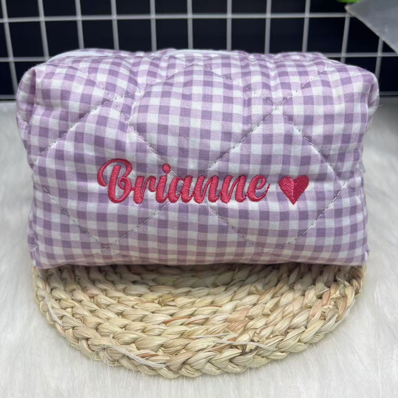 กระเป๋าเครื่องสําอางลายทางความ - Embroidery Name บทวิจารณ์และราคา