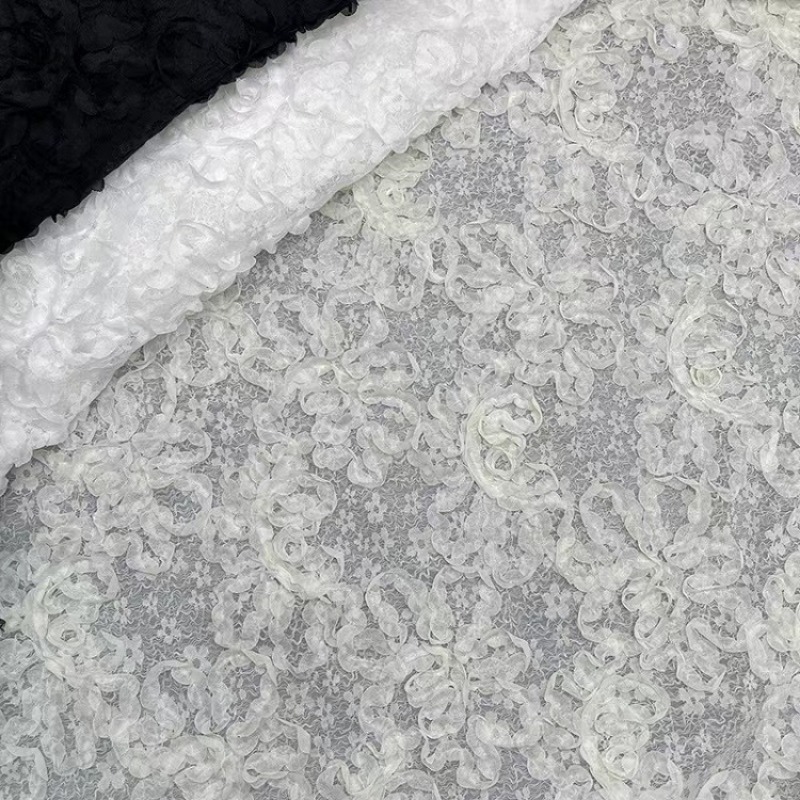 ผ้าลูกไม้ตาข่ายปักลายดอกไม้ 3  - Embroidery Design 3D บทวิจารณ์และราคา