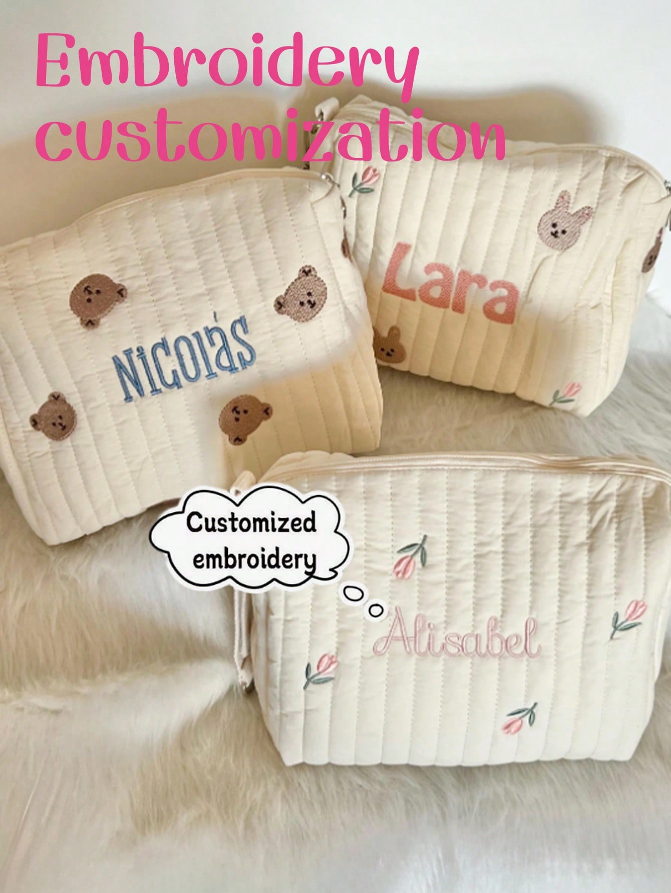 กระเป๋าผ้าอ้อมเด็กปักชื่อตามสั - Embroidery Name บทวิจารณ์และราคา